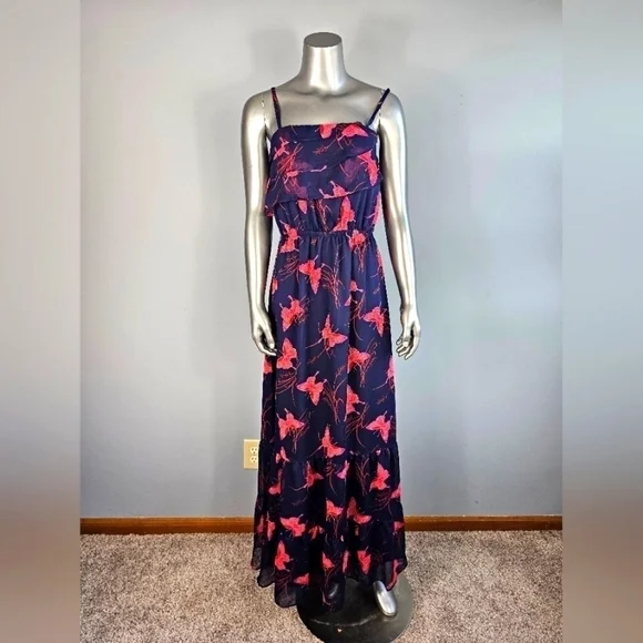 Few Moda | Dresses | Few Moda New York Spaghetti Strap Maxi Dress With  Ruffle Bodice Overlay Size L | Poshmark